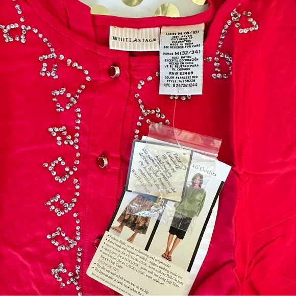 White Stag Red Embellished Long Sleeve Blouse - Picture 3 of 3